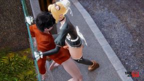 Yaoi - Sexy Cat Maid Femboy Is Fucked in Public