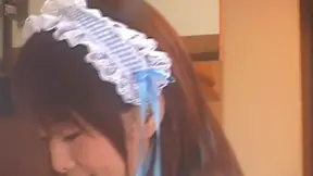 Hot JP maid, Akiho Yoshizawa, in stockings gives a steaming blowjob 2