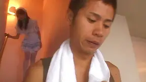 Hot JP maid, Akiho Yoshizawa, in stockings gives a steaming blowjob 2