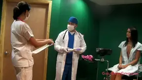 Doctor Uses DILDO on Brunette Patient on Exam Table