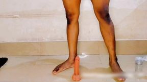 thai shemale tight anal fuck by huge dildo and masturbating