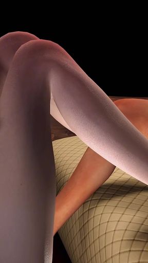 3D Super Hot Threesome Fetish Footjob Sex with Big Cock