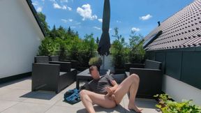 Guy Takes Self Facial Nude Outdoor Solo and Eats Own Cum