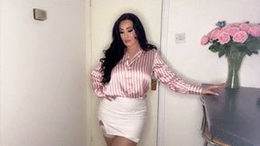 Pretty Pink White Satin Blouse JOI