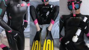 Zone3 wetsuit masturbation in Cressi fins & Fila Disruptor