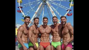 Cross-Dressing Carnival Day - Exhibitionist Guys in Lingerie and Panties Enjoying the Rides, the Fair, and each Other