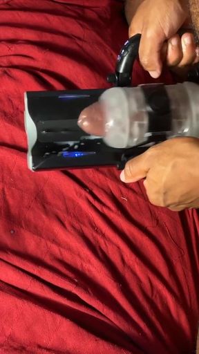 Stunning moment from &quot;Autostroker Milks Out A Moaning Cumshot From Black Dick&quot;
