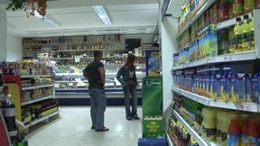 Slutty babe gets fucked in the middle of a supermarket