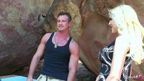 blonde big boobs bombshell bitch sandy summer at risky outdoor sex near beach with fat cock boy