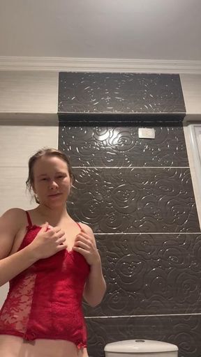 Hot Striptease in the Bathroom