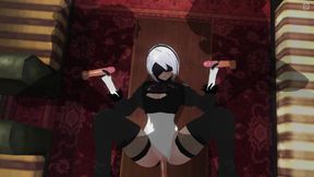 3D Hentai 2b Fucks Three Guys at Once