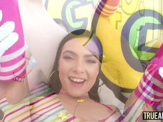 2 tiny brunettes have a fun a sloppy ATM 3some