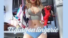 Trying on tights and underwear