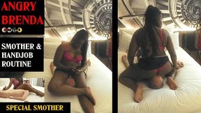 EBONY GODDESS BRENDA makes SMOTHERING AND HANDJOBS IGNORE ROUTINE watching TV (480p)