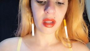 Spitting, coughing, showing my throat close and blowing smoke in your face