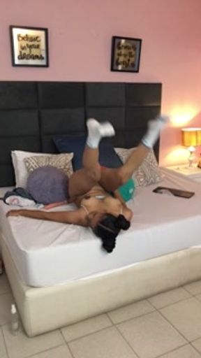 Hot girl strips and shows her ass and tits