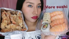 Close-up sushi eating