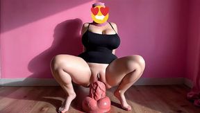 monster dildo destroying big-assed woman's anus