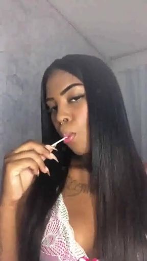 Ebony Pearl Lolipop Teasing!