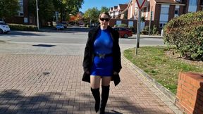 A frivolous stroll in a blue sheer outfit