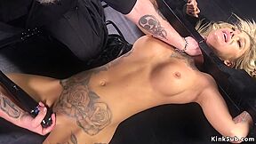 Tattooed Blonde In Stocks Pussy Vibed - Kleio Valentien