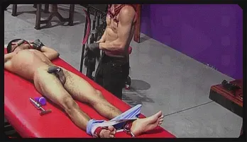 Dominant John Flogs & Teases Jay's Uncut Cock