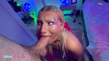 Neon Soaked Chanel Luxx Takes Dildo, Glowsticks, And The DJ’s Cock!