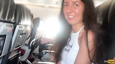 Risky public blowjob on a plane - we got caught!