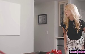 Big cock shemale boss Natalie Mars fucks hot blonde assistant Kenna James