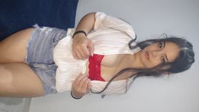 Debora Mendes plays at taking off her clothes and almost shows everything