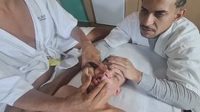 Two masseurs squeezing a client's face very hard by Giromba, Jack Harrys and Gabriel full HD