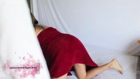 Step mom and stepsister give each other a sensual tongue lashing
