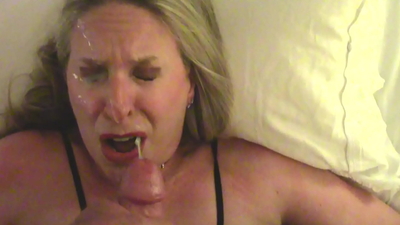 Nasty mature slut Beth gets a ROUGH face fucking and has an orgasm as he unloads a stream of spunk in her eyes and mouth - then she sucks him dry like a fucking bitch! #cumslutbeth