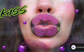 Melting Purple Metal Lips: Shiny Kisses & Messy Spit Play