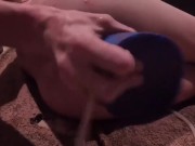 Femboy squirting from thick dildo bulging tummy