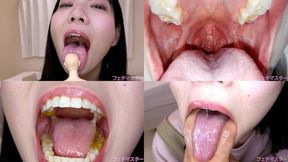 Kanon Mashiro - Showing inside cute girl's mouth, chewing gummy candys, sucking fingers, licking and sucking human doll, and chewing dried sardines - 1080p