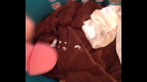 Stroking my cock while my big balls bounce until I cum