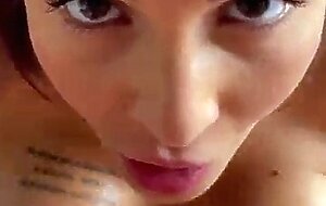 Busty chubby teen backstage wet shower and huge facial treatment - pov blowjob