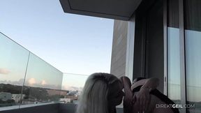 Blonde and dark-haired lesbian duo pleasure happy man