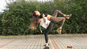 Lifted by Desire: Barbara and Michelle’s Playful Carrying in the Parking Lot (MOBILE quality)
