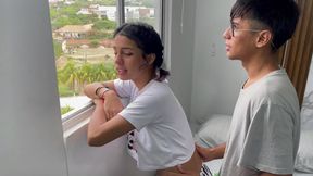 &#xFFFD;twin sister spies from the window &mdash;  giving her ultimate fuck