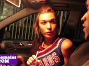 Cheerleader trap sucks in interracial duo