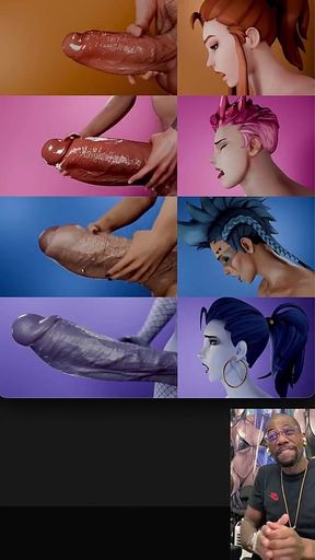 Transgender Cum Fucking a Tight Pussy, Overwatch Transgenders Jerking off and Cumming, Cock Slapping, Compilation