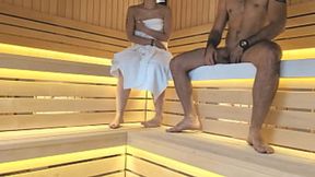 Japanese wife caught cheating, friend fucks her in public spa