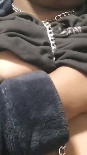 Submissive Trans BBW Goth Plays with Herself for Her Domme