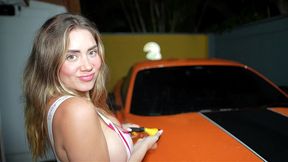 sexy car wash! my first day on the job and i already fucked a customer - sara blonde