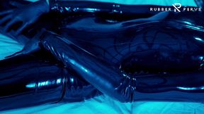 tied up rubber girl in catsuit fucking herself