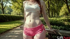 my stepsister seduced me with her slender figure while we were out jogging. i fucked her tight pussy right there in the park[ai]