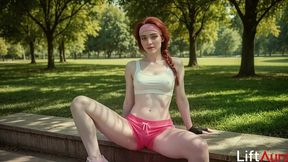 my stepsister seduced me with her slender figure while we were out jogging. i fucked her tight pussy right there in the park[ai]