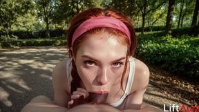 my stepsister seduced me with her slender figure while we were out jogging. i fucked her tight pussy right there in the park[ai]